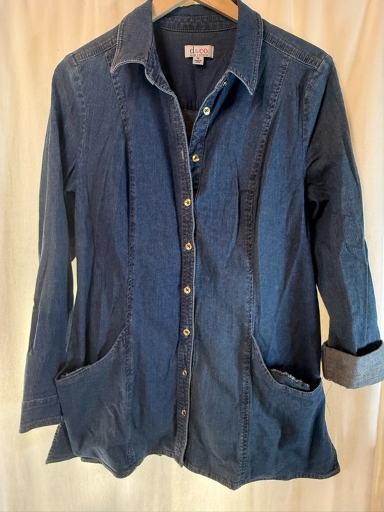 d&co Jackets & Blazers - d&co. Denim Button-Front Tunic Shirt Jacket